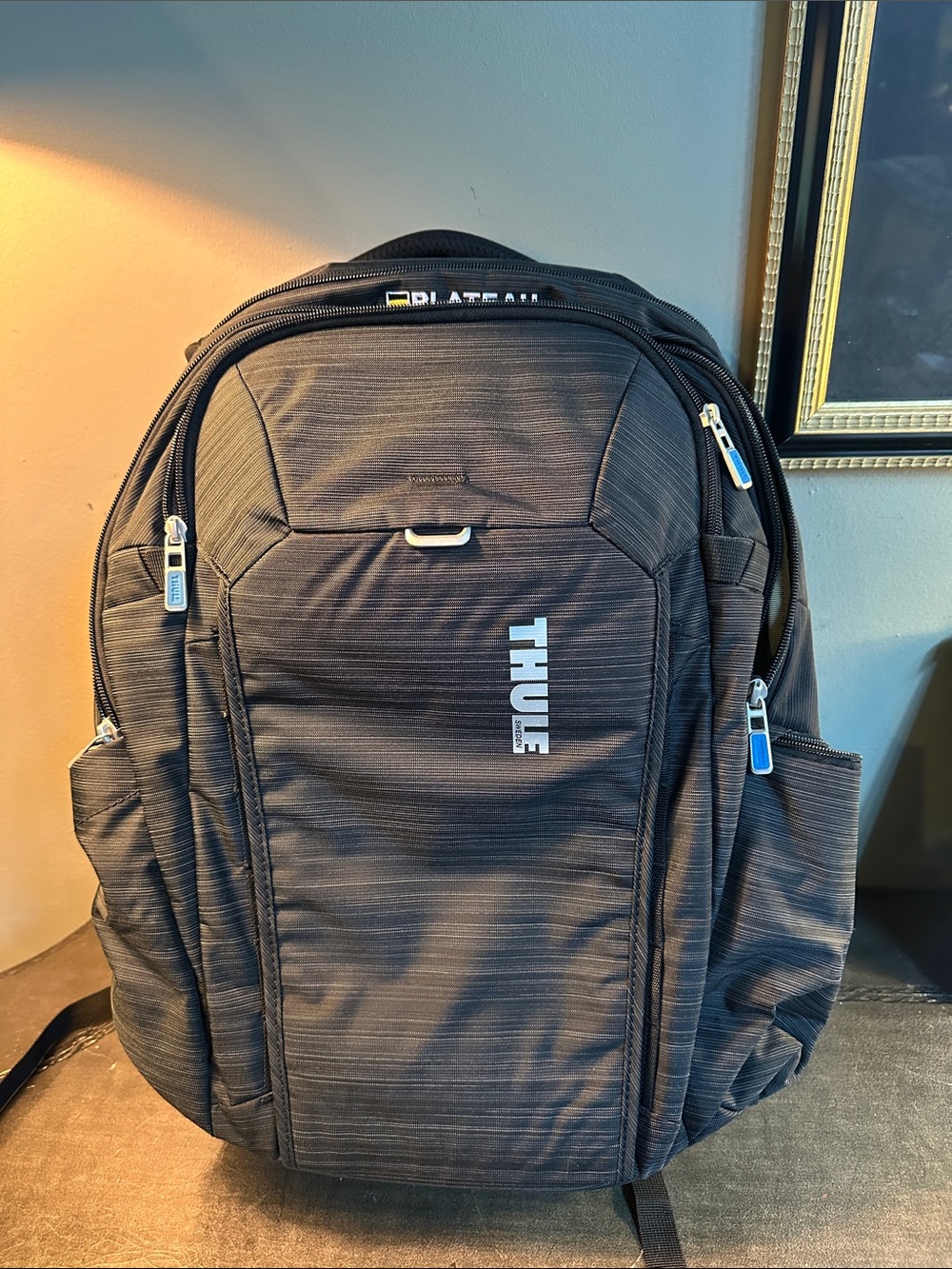 Thule Black Men's Commuter Backpack with Blue Zipper Accents